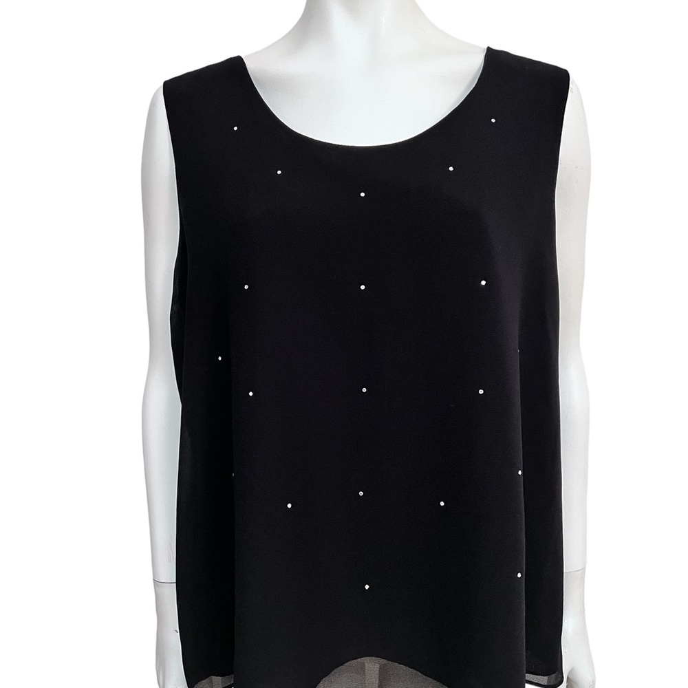 VINTAGE Sleeveless Sequinned Black Top Size Large